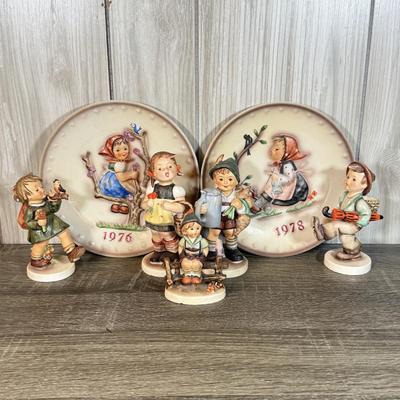 LOT 72B: Goebel M.I. Hummel Collection: 1976 & 1978 Plates & Five Figurines