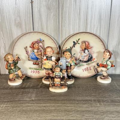 LOT 72B: Goebel M.I. Hummel Collection: 1976 & 1978 Plates & Five Figurines