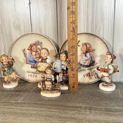 LOT 72B: Goebel M.I. Hummel Collection: 1976 & 1978 Plates & Five Figurines