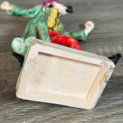 LOT 73B: Vintage Fontanini Clown Harlequin Jester Depose Hand Painted Figures made in Italy