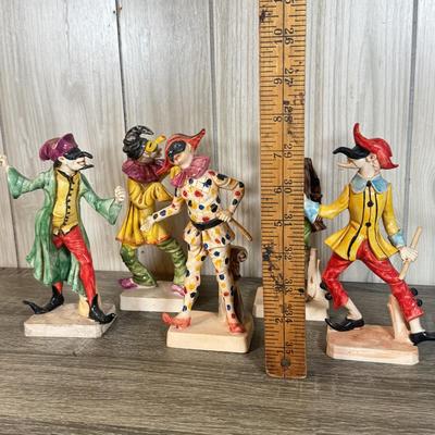 LOT 73B: Vintage Fontanini Clown Harlequin Jester Depose Hand Painted Figures made in Italy