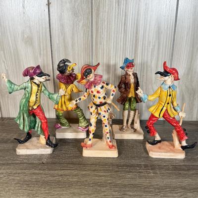 LOT 73B: Vintage Fontanini Clown Harlequin Jester Depose Hand Painted Figures made in Italy