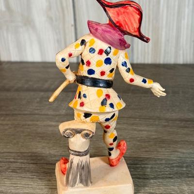 LOT 73B: Vintage Fontanini Clown Harlequin Jester Depose Hand Painted Figures made in Italy