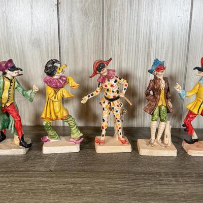LOT 73B: Vintage Fontanini Clown Harlequin Jester Depose Hand Painted Figures made in Italy