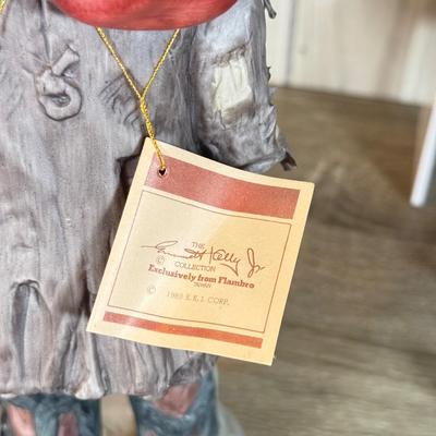 LOT 79B: Large Porcelain Flambre Clown w/ Smaller Circus Clown Figures & Hand Made Shell Clown w/ a Budweiser