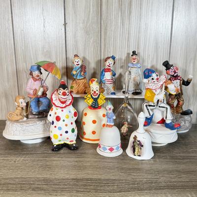 LOT 80B: Collection of Porcelain & More Clown Bells & Musical Figurines