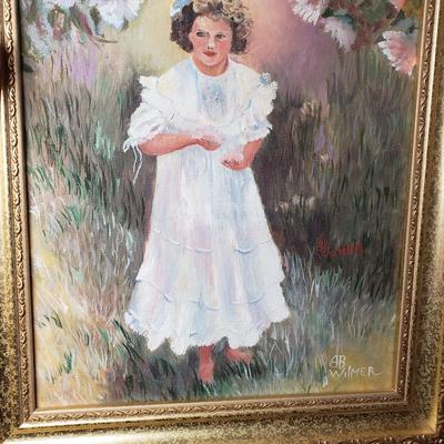 LOT 81L: Butterfly Etching Signed Carlos Rios & "Morning Glory" Oil Painting by Berta Wilmer