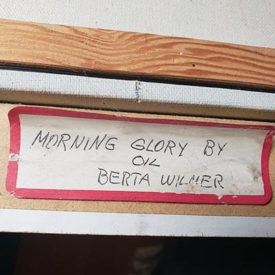 LOT 81L: Butterfly Etching Signed Carlos Rios & "Morning Glory" Oil Painting by Berta Wilmer