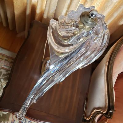 LOT 86L: Cofrac Art Verrier France Crystal & Brass Table Lamp