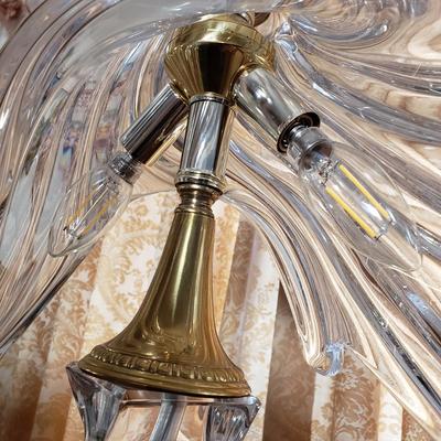 LOT 86L: Cofrac Art Verrier France Crystal & Brass Table Lamp