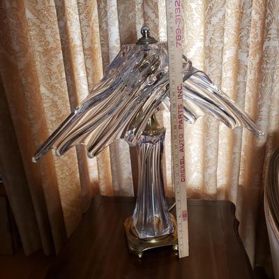 LOT 86L: Cofrac Art Verrier France Crystal & Brass Table Lamp