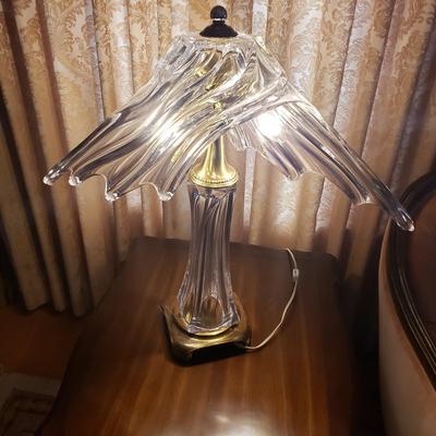 LOT 86L: Cofrac Art Verrier France Crystal & Brass Table Lamp