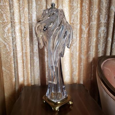 LOT 86L: Cofrac Art Verrier France Crystal & Brass Table Lamp