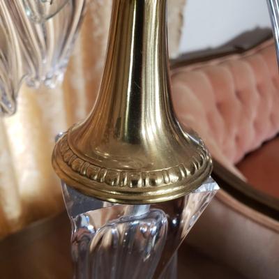 LOT 86L: Cofrac Art Verrier France Crystal & Brass Table Lamp