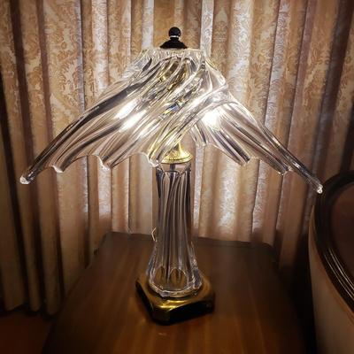 LOT 86L: Cofrac Art Verrier France Crystal & Brass Table Lamp