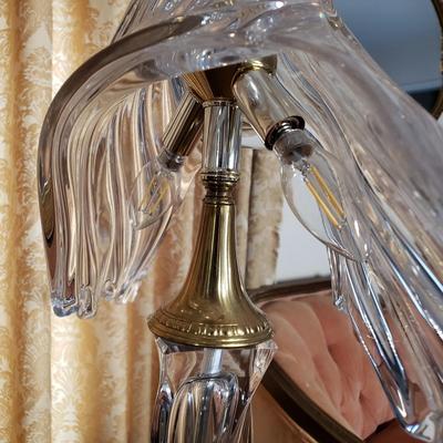 LOT 86L: Cofrac Art Verrier France Crystal & Brass Table Lamp