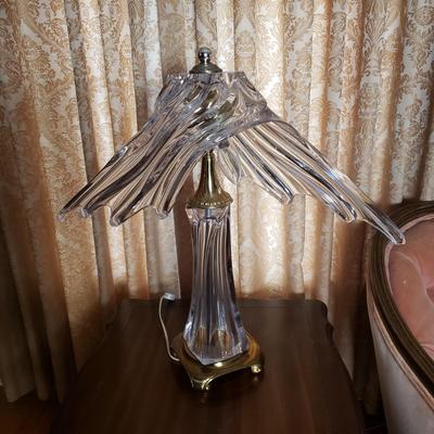 LOT 86L: Cofrac Art Verrier France Crystal & Brass Table Lamp