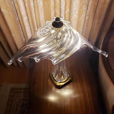 LOT 86L: Cofrac Art Verrier France Crystal & Brass Table Lamp