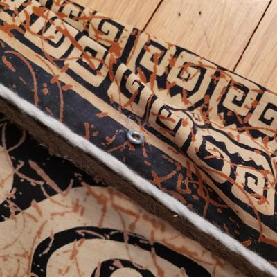 LOT 95L: Hand Carved Wooden Aztec Calendar & Hanging Tapestry