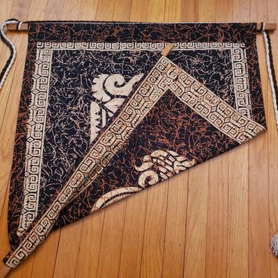 LOT 95L: Hand Carved Wooden Aztec Calendar & Hanging Tapestry