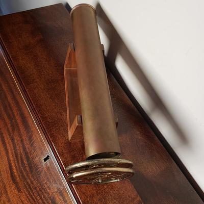 LOT 100L: Artist Signed Stained Glass Brass Kaleidoscope