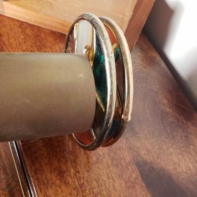 LOT 100L: Artist Signed Stained Glass Brass Kaleidoscope