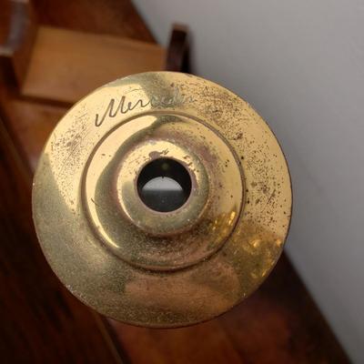 LOT 100L: Artist Signed Stained Glass Brass Kaleidoscope