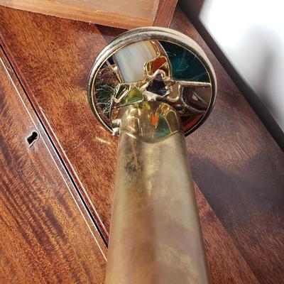 LOT 100L: Artist Signed Stained Glass Brass Kaleidoscope