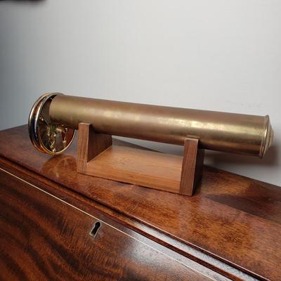 LOT 100L: Artist Signed Stained Glass Brass Kaleidoscope