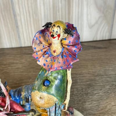 LOT 121B: Vintage Signed Clown Sculptures