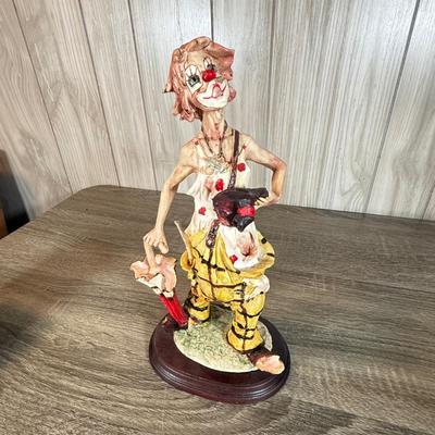 LOT 121B: Vintage Signed Clown Sculptures