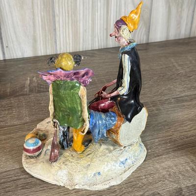 LOT 121B: Vintage Signed Clown Sculptures