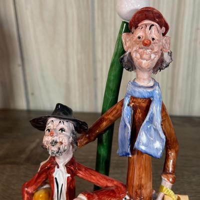 LOT 121B: Vintage Signed Clown Sculptures