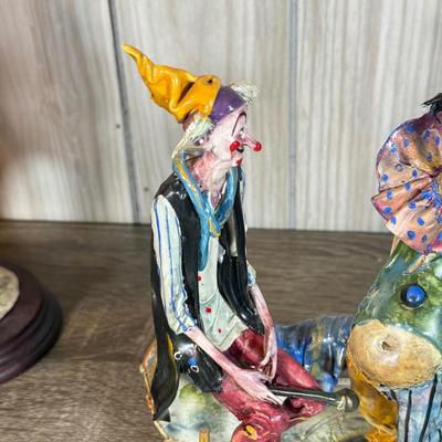 LOT 121B: Vintage Signed Clown Sculptures