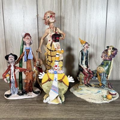 LOT 121B: Vintage Signed Clown Sculptures