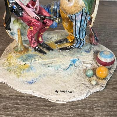 LOT 121B: Vintage Signed Clown Sculptures