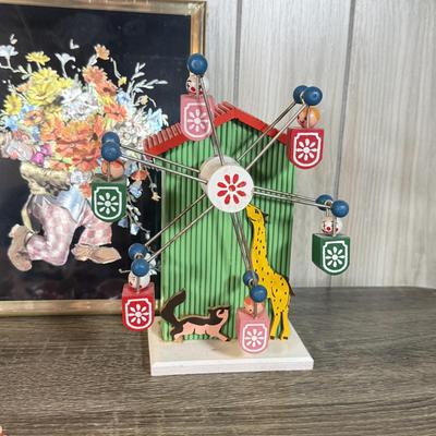 LOT 124B: Vintage Depose Italian Clown Figures, Simple Spinning Clown Toys, Carousel House Bank & More