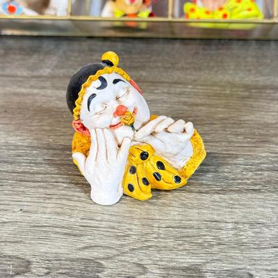 LOT 125B: Set of 12 Artefice Ottanta Hand Made Italian Clown Heads in Mirrored Display Case