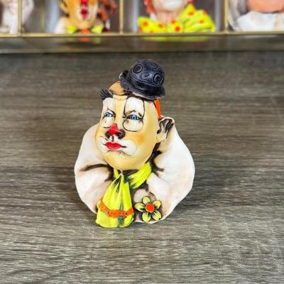 LOT 125B: Set of 12 Artefice Ottanta Hand Made Italian Clown Heads in Mirrored Display Case
