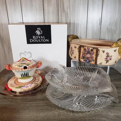LOT 134B: Assorted Tableware & Decor-Royal Doulton New in Box, Italian Hand Painted Ceramics & More