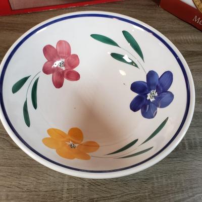 LOT 135B: New in Box Fitz and Floyd Serving Platters with Italian Hand Painted Floral Bowl