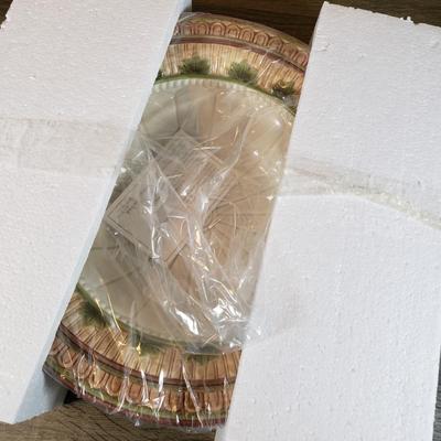 LOT 135B: New in Box Fitz and Floyd Serving Platters with Italian Hand Painted Floral Bowl