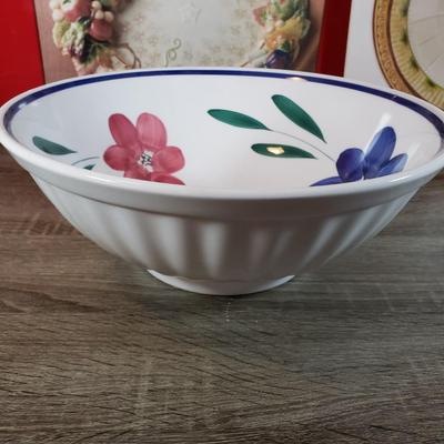 LOT 135B: New in Box Fitz and Floyd Serving Platters with Italian Hand Painted Floral Bowl