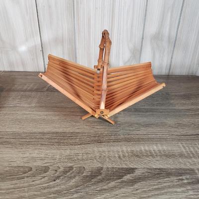 LOT 136B: Mid Century Tableware Assortment-Bamboo Baskets & Teak/Stainless Steel Trays