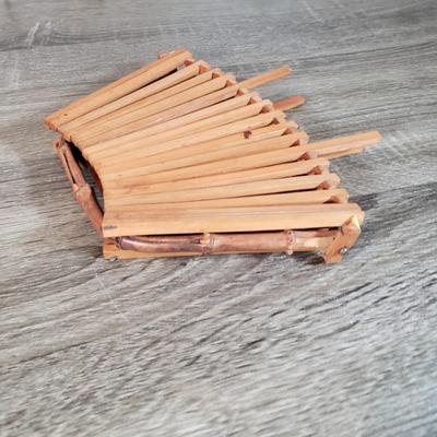 LOT 136B: Mid Century Tableware Assortment-Bamboo Baskets & Teak/Stainless Steel Trays