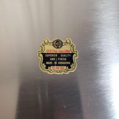 LOT 136B: Mid Century Tableware Assortment-Bamboo Baskets & Teak/Stainless Steel Trays