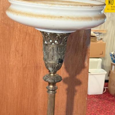 LOT 140B: Vintage/Antique Milk Glass Shade Floor Lamp