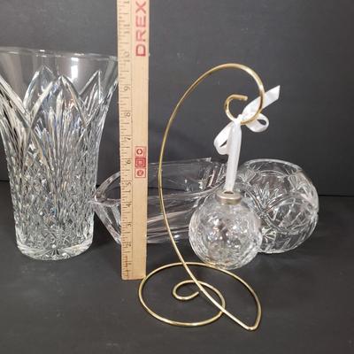 LOT 141L: Collection of Crystal Pieces by Waterford, Rosenthal & Artist Signed Vase