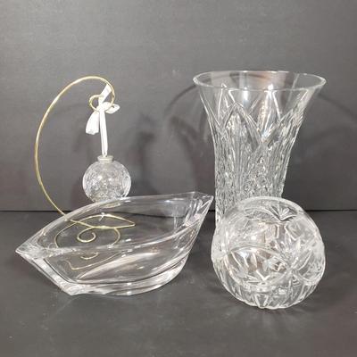 LOT 141L: Collection of Crystal Pieces by Waterford, Rosenthal & Artist Signed Vase