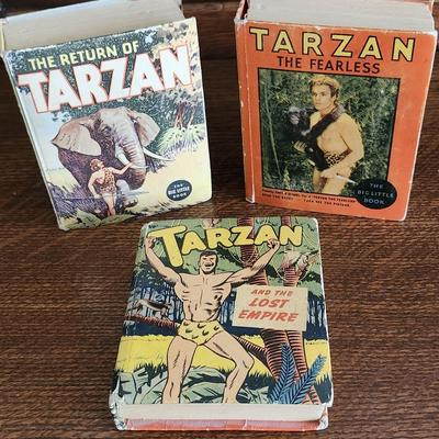 Sale Photo Thumbnail #308: These books are in good condition, with wear appropraite for their age.  Their former owner took great care of them. 

The Return of Tarzan Edgar Rice Burroughs   Whitman Publishing Company  RETAIL = $20 TO $225 ON THIS ONE 
Tarzan the Fearless  Edgar Ric